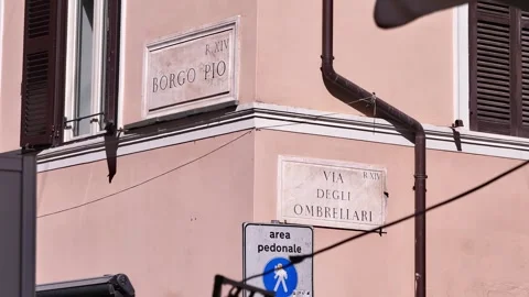 Intersection of Borgo Pio and Ombrellari in Vatican district Stock Footage 306320724