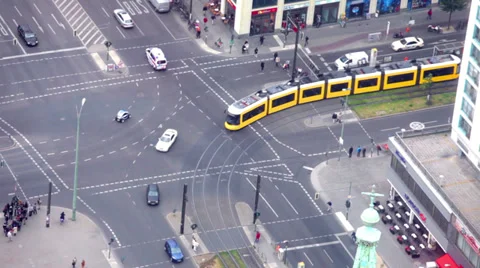 Intersection with a brisk traffic in Berlin, Germany Stock Footage 39019466