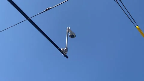 Intersection Camera on top of traffic light vehicle road safety Stock Footage 281058514