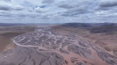 Intersection of Chumar Seven Ferry and Tongtian River in Yushu,Qinghai China Stock Footage 307470434
