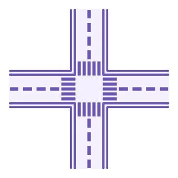 Intersection Color Icon. Vector Icon. Highway Intersection and Pedestrian C.. Stock Illustration