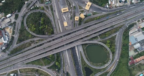 Intersection cross road with car movement aerial view Stock Footage 90238712
