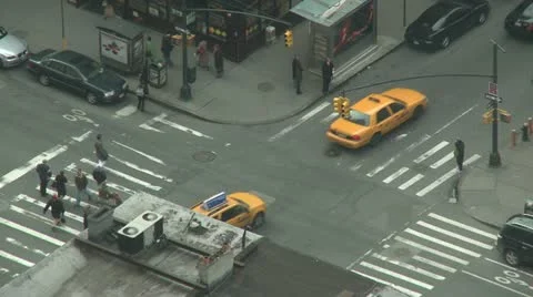 Intersection &amp; Crosswalk in NYC Stock Footage 21947195
