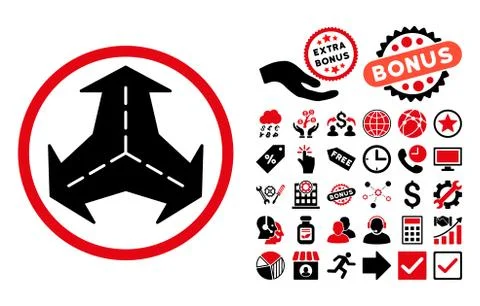 Intersection Directions Flat Vector Icon with Bonus 스톡 일러스트
