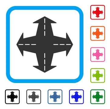 Intersection Directions Framed Icon Stock-Illustration