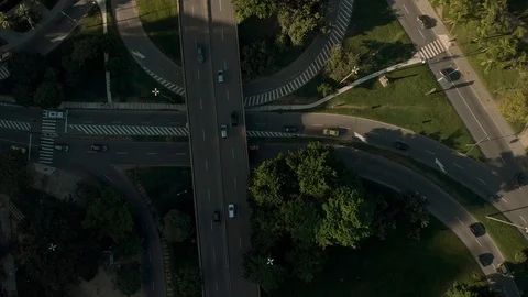 Intersection of freeways among a viaduct in Rio de Janeiro seen from above. Stock Footage 105733615