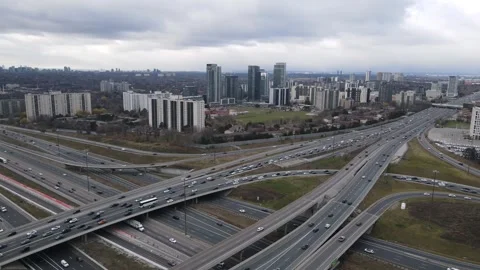 Intersection of Giants: Two Major Highways Converge Stock Footage 295006713