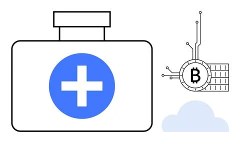 Intersection of Healthcare and Cryptocurrency with Technological Integration Illustrazione stock