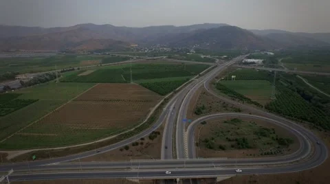 Intersection highway ariel view Stock Footage 53303996