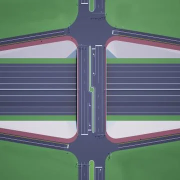 Intersection of highway with a bridge Stock Illustration