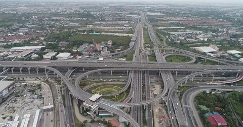 Intersection highway city road infinity sign aerial view Stock Footage 83101268