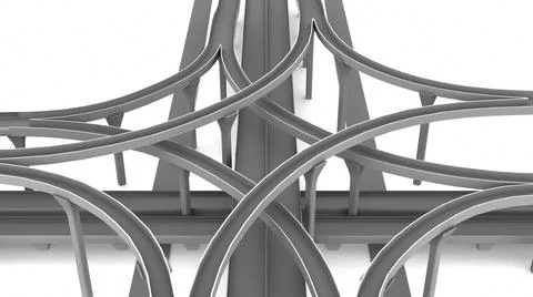 Intersection highway cross traffic city road. 3D rendering Stock Illustration