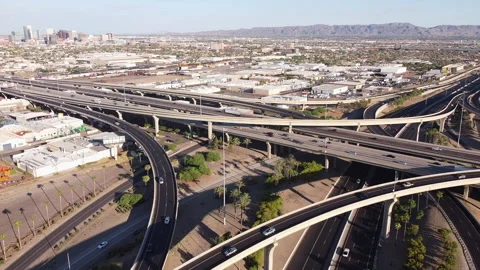 Intersection of highway crossover, merging traffic footage. Stock Footage 136755175