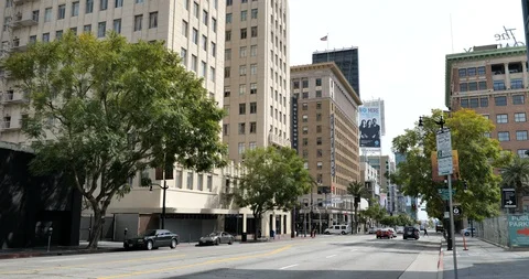 Intersection of Hollywood and Vine is deserted during coronavirus lockdown Stock Footage 128158988