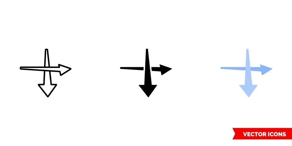 Intersection icon of 3 types color, black and white, outline. Isolated vector Stock Illustration