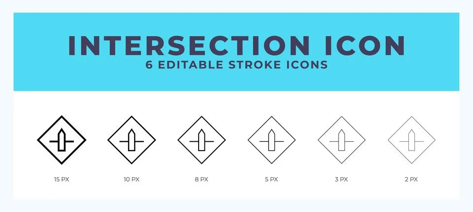Intersection icon vector for web. And mobile app. Editable stroke outline ico Stock Illustration