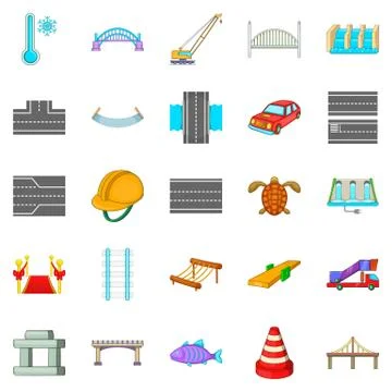 Intersection icons set, cartoon style Stock Illustration