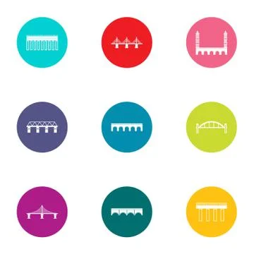 Intersection icons set, flat style Illustrazione stock