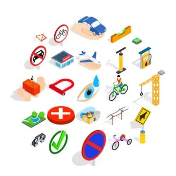 Intersection icons set, isometric style Stock-Illustration
