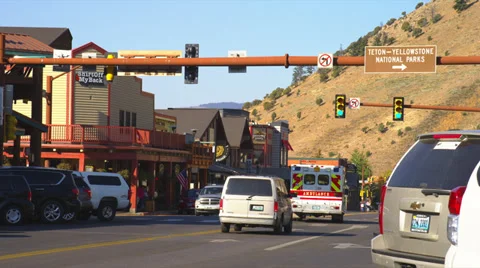 Intersection in Jackson Hole, Wyoming Stock Footage 35302355