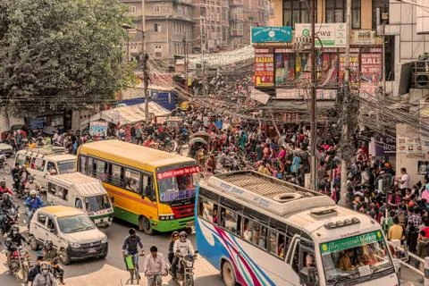 The intersection of Jamal and Kanti path in Kathmandu, Nepal. Stock Photos