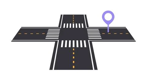 Intersection with location marker. Vector illustration Stock Illustration