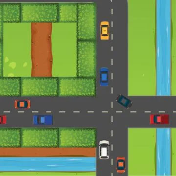 Intersection with a lot of cars Illustrazione stock