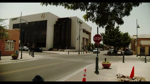 Intersection of Mainstreet, downtown Las cruces Stockbeeldmateriaal 137543475