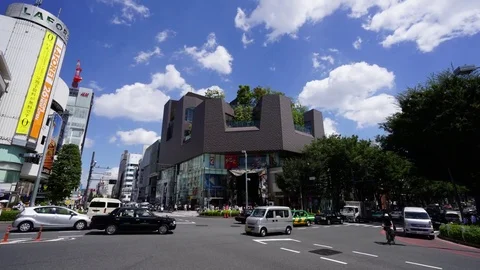 Intersection of major cities (Asia · Japan · Tokyo · blue sky · time lapse) Stock Footage 72234150