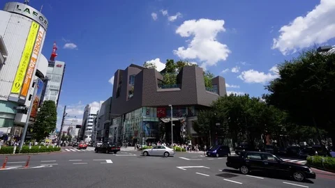 Intersection of major cities (Asia · Japan · Tokyo · blue sky · time lapse) Stock Footage 72237371