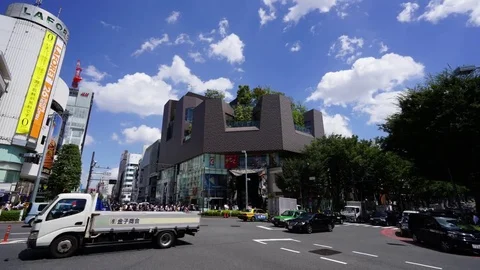 Intersection of major cities (Asia · Japan · Tokyo · blue sky · time lapse) Stock Footage 72300237