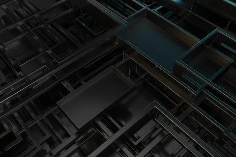 Intersection of metal forms. Layout of random rectangular shapes. Stockillustratie