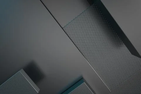 Intersection of metal forms. Layout of random rectangular shapes. Stock Illustration