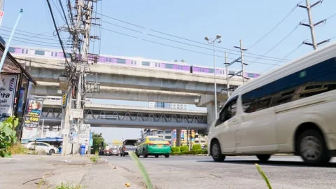 Intersection At MRT Pranungklao Station Nonthaburi, Thailand Stock Footage 262870926
