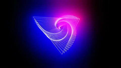 Intersection of neon lines forming a complex 3D glow frame, by rotating simple Stock Footage 134288667