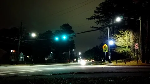 Intersection Night Time-lapse Stock Footage