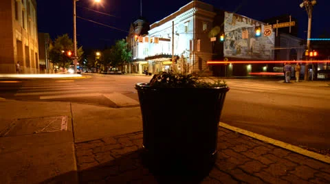 Intersection at Night - Timelapse Stock Footage 22982278