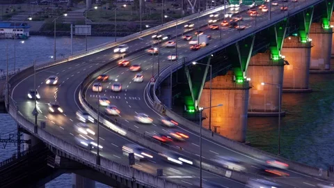 Intersection Night Transportation Time Lapse Vídeo Stock 106389464