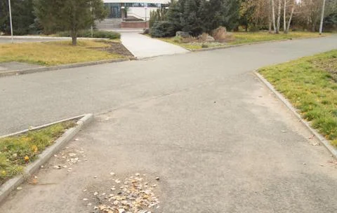 The intersection of paved paths in the Park Stock Photos