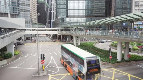 Intersection of Pedder Street and Connaught Road Central Stock Footage 109256260