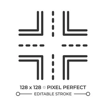 Intersection pixel perfect line icon Illustrazione stock