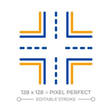 Intersection pixel perfect two color line icon Ilustração Stock