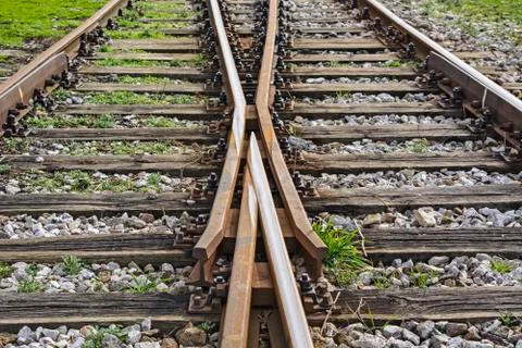 Intersection railroad tracks Stock Photos