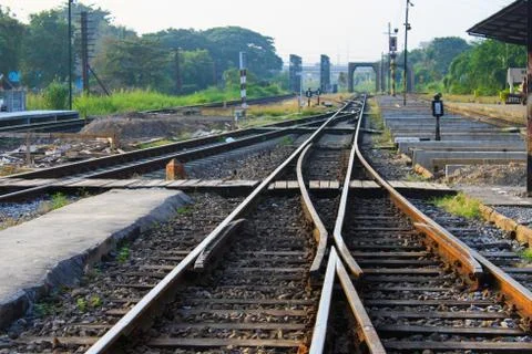 Intersection of railway lines Stock Photos