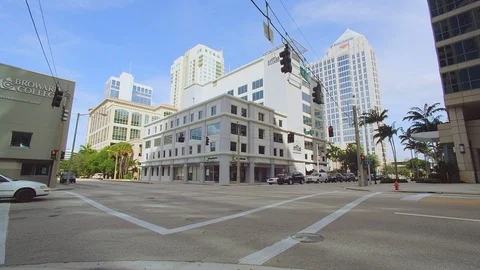 Intersection of Road in City Downtown Stock Footage 94427801