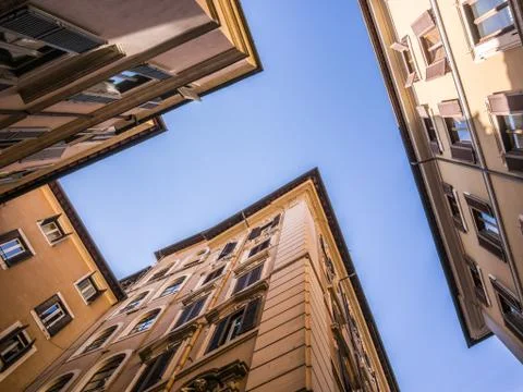 Intersection of rooftops in Rome Stock Photos