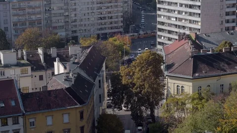 Intersection in rush hour with tram Stock Footage 70707922