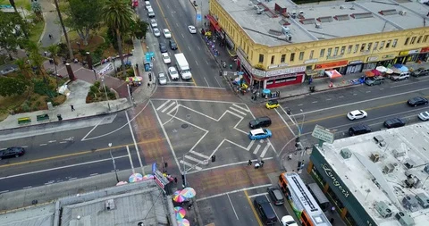 Intersection shot aerial birdseye Stock Footage 114031879