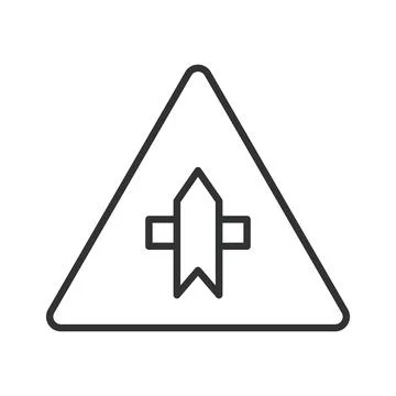 Intersection with a side road, icon in line design. side road intersection Stock Illustration