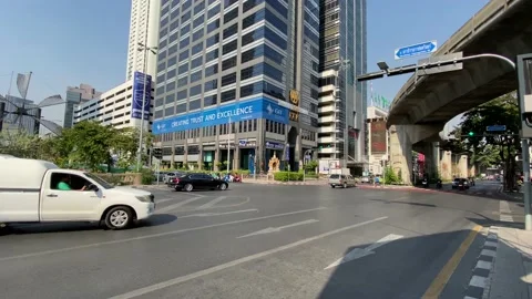 The intersection of Silom and Naradhiwas road 3, Bangkok Thailand Stock Footage 232648517